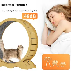 Neu Verbessertes Geräuschloses Interaktives Holz-Katzenlaufband mit Klettergerüst und Laufrad für Haustier-Fitness - Product Image 3