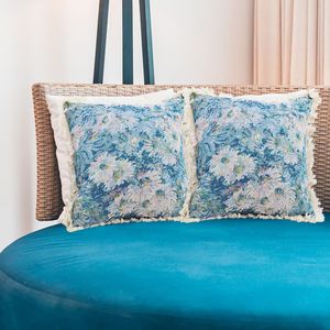 Handmade 50cm Shabby Chic Oil Painting Throw <b>Pillow</b> Full Floral Needlepoint <b>Decorative</b> Cushion for Sofa Bed & Living Room Decor - Product Image 6