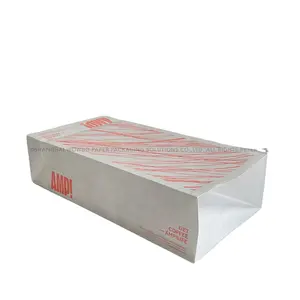 Saco de papel Kraft para pastelaria, bolinho de croissant e biscoitos, desenho personalizado, vermelho, laranja e linha dispersa, impresso, contato direto com alimentos, à prova de graxa