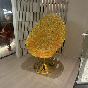 Kursi Santai Putar Modern Polikarbonat Hotel, Kursi Telur Plastik Kuning Tinggi, Desain Kreatif Elegan, Kursi Santai Queen - Product Image 2