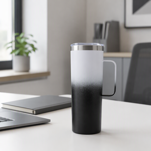 Vaso Térmico Recto de Acero Inoxidable Degradado de 20oz con Asa, Taza de Vacío 304 para Café, Cerveza, Leche - Product Image 5