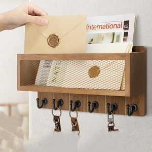 202605 Organizador de Llaves Decorativo de Madera para Pared, con Ganchos para Llaves y Estante de Almacenamiento para Montar en la Pared - Product Image 4