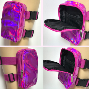 홀로그램 PU 여성용 카니발 레그백, 체육관 휴대폰 파우치, 하이킹 허리 가방 (조절 가능한 스트랩 포함) - Product Image 3