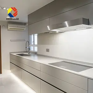 Tường Treo Xám Modular Kim Loại Thép Không Gỉ Tủ Bếp Hiện Đại