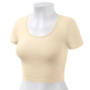 เสื้อยืดครอปสำหรับผู้หญิงผ้าคอตตอนผ้าโพลีเอสเตอร์แห้งเร็ว - Product Image 1