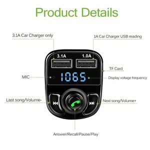 ที่ชาร์จในรถยนต์ QC3.0 เครื่องเล่น MP3 อะแดปเตอร์ชาร์จเร็ว X8 ชาร์จเร็วแบบคู่ ที่ชาร์จในรถยนต์แบบ USB คู่ พร้อมเครื่องส่งสัญญาณ FM สำหรับโทรศัพท์และแท็บเล็ต - Product Image 2