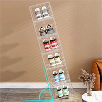 Boîte de rangement pour chaussures en plastique transparent, organisateur moderne à un seul niveau, pliable, magnétique, en acrylique, personnalisable