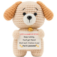 Poupée chiot en laine au crochet, motif dessin animé, exprimant la gratitude, ornements de chien mignons et adorables, clochette au crochet faite à la main