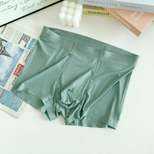 Thin Ice Men's Boxer Shorts Comfortable and Soft Silk Seamless Underwear <b>Boyshort</b> in Solid Color Panties Underwear - Product Image 3