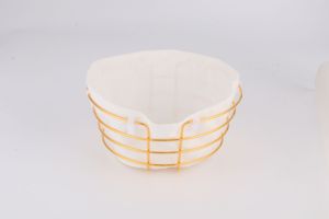 Cestino di <span class=keywords><strong>vimini</strong></span> dorato in metallo all'ingrosso stoccaggio domestico con manici panno per la decorazione domestica - Product Image 5