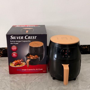 Freidora de Aire Estándar Europea de 6L con Revestimiento Cerámico Negro, Freidora Eléctrica Redonda para el Hogar, para Asar Alitas de Pollo - Product Image 3