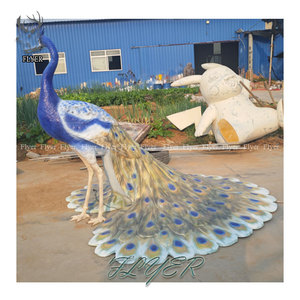 Outdoor Decoration Large Fiberglass Animal <strong>Sculpture</strong> Life Size Resin Painted Color <strong>Peacock</strong> Statue for Sale - Product Image 4
