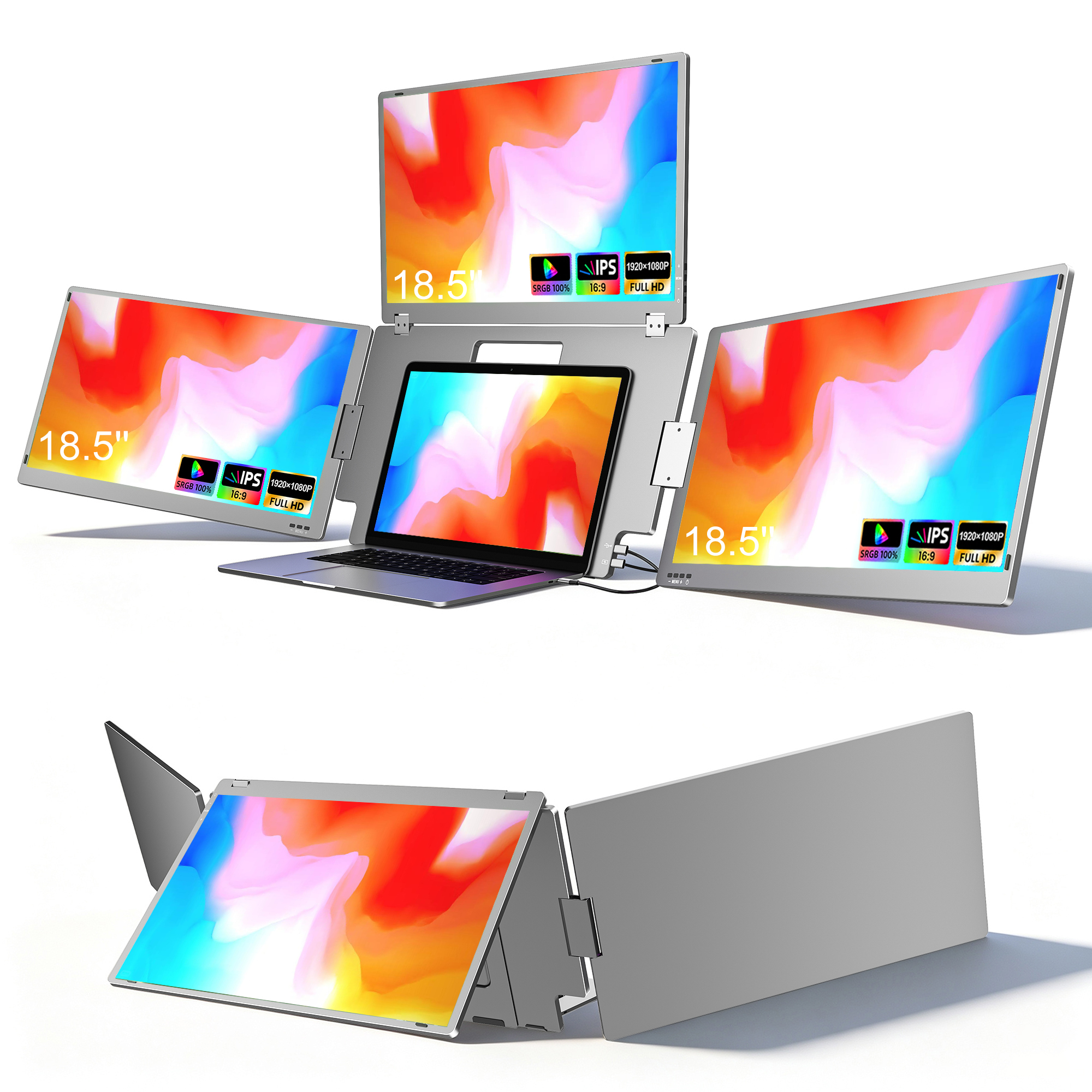 New-18.5inch Triple <strong>Screen</strong> Extender <strong>2026</strong> Hot Selling One-Cable Easy Setup Portable Monitor for Meeting/Gaming Consume Electronic