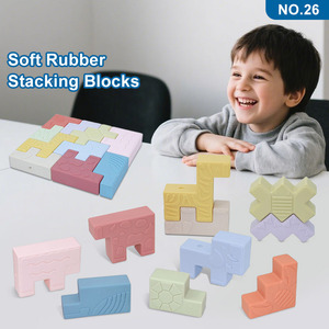 맞춤형 부드러운 고무 블록 - 쌓기 및 치아발육 장난감, 대형, 10개 교육용 어린이 장난감 (조립 및 놀이용) - Product Image 2