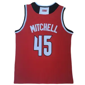 路易斯维尔复古经典篮球运动服45米切尔批发工厂价格带白色/红色学院篮球衫