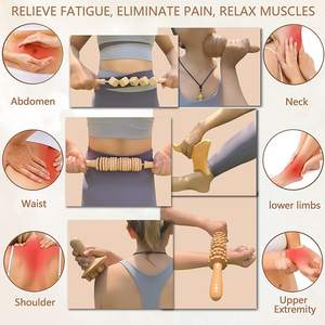 Kit d'outils de massage en bois pour le corps, le dos, la cellulite, le drainage lymphatique, le rouleau en bois, le Gua Sha, la thérapie du cuir chevelu - Product Image 4