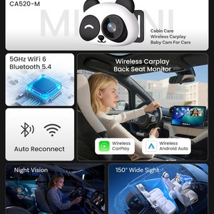 Adaptateur CarPlay intelligent avec caméra de recul et moniteur pour bébé dans la voiture, boîte CarPlay sans fil, design Panda pour la sécurité des nourrissons - Product Image 4