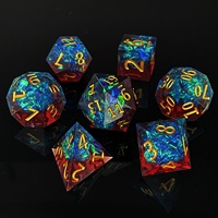 Set Dadu DND, Dadu Polihedral untuk Permainan Dadu, Petualangan Dungeon, RPG, Permainan Papan, Dadu Resin Tajam D6 D20