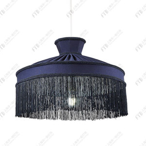 Suspension luminaire design japonais en forme de yourte mongole avec pompon bleu, 460mm 600mm 700mm 800mm, pour salle à manger, salon, villa, maison d'hôtes - Product Image 3