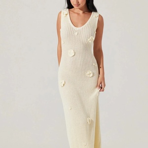 Robe pull à fleurs 3D sans manches 100% coton pour femmes Style décontracté respirant avec taille naturelle douce écologique - Product Image 1