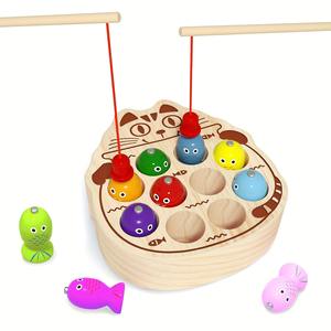 <span class=keywords><strong>Gioco</strong></span> di <span class=keywords><strong>Pesca</strong></span> Magnetico in Legno per Bambini, Pesci Colorati e Vernice Sicura Non Tossica, Giocattolo Educativo per l'Apprendimento Precoce - Product Image 1