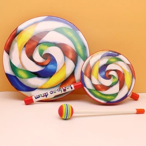 Wholesale Orff Percussion <b>Instruments</b> 8 Inch Wooden Lollipop Drums <b>Musical</b> Hand Drums Early Educational Rhythm Drum for Children - Product Image 3