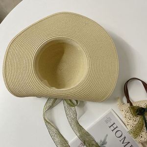 Low Moq Handmade Large Bowknot Ribbon Straw <b>Hat</b> <b>Bag</b> Set Large Brim Beach Vacation Sun <b>Hat</b> for Women - Product Image 6