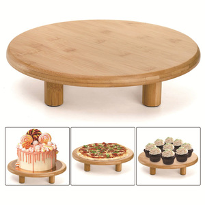 Bamboo Cake Stand 12 Inch Round Base With Legs <b>Decorative</b> Display For Wedding Dessert Plate Holder Tray - Product Image 4