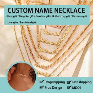 Bijoux personnalisés Lettre de luxe personnalisée Pendentif Graver 18K Plaqué <span class=keywords><strong>or</strong></span> Acier inoxydable Breloques Plaque d'identification Nom Collier - Product Image 5