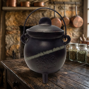 Tapa de Caldero de Hierro Fundido con Diseño de Árbol, Tres Patas, Tradicional, Negra, Ecológica, Duradera, para Rituales, Altares, Incienso Indio - Product Image 3