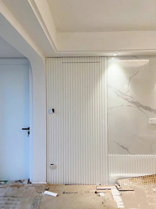 <span class=keywords><strong>Panneau</strong></span> de protection <span class=keywords><strong>mural</strong></span> pour téléviseur de salon avec porte dissimulée, fonction canapé, armoire décorative minimaliste en bois pour hôtel et appartement - Product Image 6