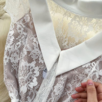 Robe élégante pour femmes, robe longue décontractée à col, sans manches, en dentelle blanche, style patchwork, pour tous les jours, robes élégantes pour femmes