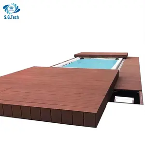 Cubierta de piscina deslizante automática de suelo móvil de nuevo diseño impermeable/cubierta de piscina de polvo/recinto de piscina para piscina al aire libre