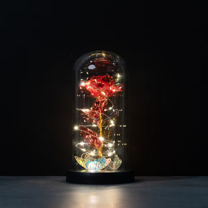 Искусственный цветок подарок для нее вечный хрустальный свет розовый в стеклянном куполе с бабочкой Галактической розы - Product Image 4