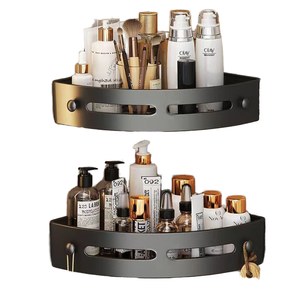 Étagère Murale Métallique <span class=keywords><strong>Moderne</strong></span> Simple ou Double pour Salle de Bain, Solution de Rangement de Douche et de Cuisine, Panier d'Angle - Product Image 1