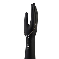 Bracelet en acier inoxydable plaqué or OEM pour femme, bijoux d'usine, chapelet cœur gravé pour la mode catholique, bracelets à maillons de chaîne