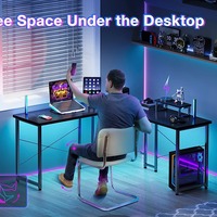 Bureau d'angle en L noir moderne et populaire pour la maison, le bureau, le salon ou la chambre, avec support pour écran, idéal pour le gaming sur PC - Offre Spéciale