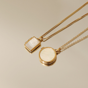 Medaglione collana libro donne bianco conchiglia collana commemorativa foto foto collana medaglione gioielli di moda - Product Image 2