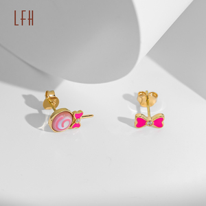 Pendientes de Oro Real de 18K con Diseño de Lazo Pequeño, Joyería de Oro Sólido con Certificado, Pendientes Elegantes - Product Image 3
