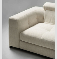 Salon de luxe minimaliste italien, chambre modèle de villa, canapé minimaliste en coton et lin importé et canapé en cuir véritable
