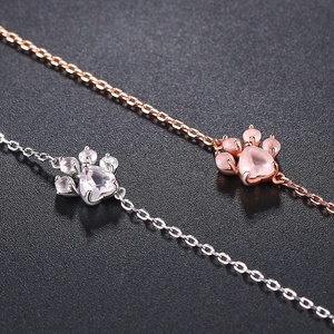 Регулируемый 100% 925 стерлингового серебра, животных, собак, кошек, лапа натуральный розовый кварц браслет HI005-<span class=keywords><strong>M</strong></span> - Product Image 5