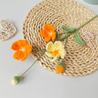Fleur artificielle en crochet faite à la main, motif Jasmin, tige florale en fil, fleur éternelle, décoration de table, cadeau, vente en gros