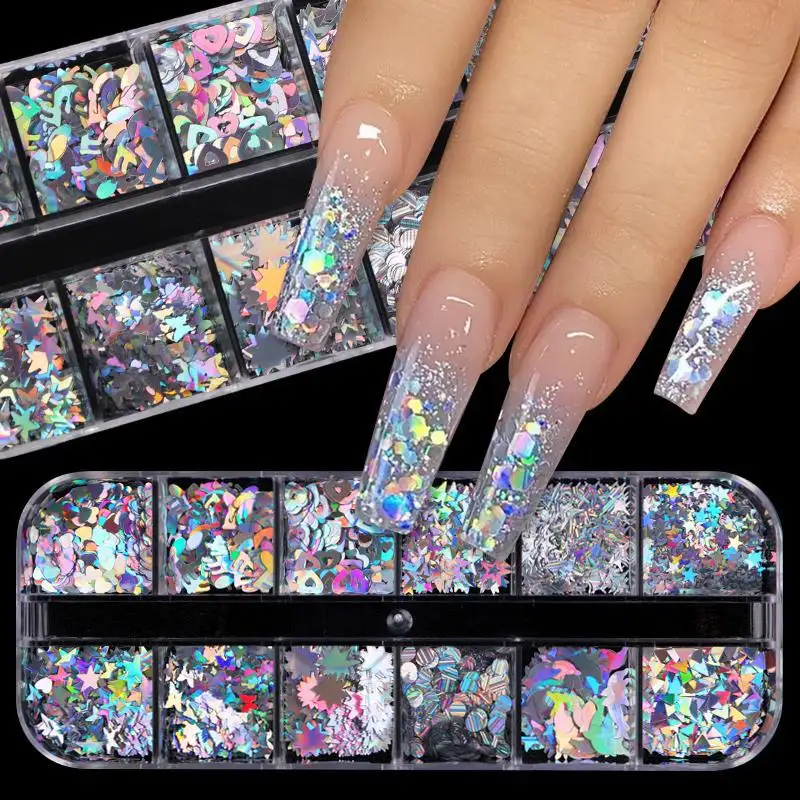 Hot-selling patch manicure varie stelle paillettes stella a quattro punte aurora cross star paillettes prodotti di bellezza in scatola