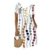 Robe T-shirt Midi Boutonnée Col V pour Femme, Grande Taille, Style Bohème, Manches Courtes, Poches, Collection Été 2026, Plage, Fabriquée en Chine