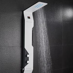 Panneau de douche brossé argent noir tours de colonne en acier inoxydable 304 jets de cascade Spa panneau de douche intelligent - Product Image 1