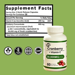 Cápsulas de Arándano (Vaccinium Macrocarpon) con Extracto Herbal Orgánico y Vitamina C, Fabricación OEM/ODM, Venta al Por Mayor, Personalizables - Product Image 2