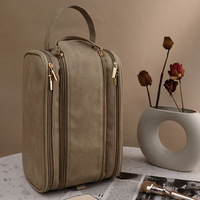 Trousse de Maquillage de Voyage Grande Capacité à Trois Couches avec Fermetures Éclair Doubles en U, Rabat Magnétique, Porte-Pinceaux et Organisateur de Protection en TPU