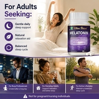 Gélules de mélatonine OEM pour le sommeil, végétaliennes, halal, 100 % naturelles, sauvages, 60 gommes à croquer pour un soutien avancé du sommeil chez l'adulte