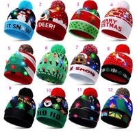Cappello di Natale per Bambini con Luci, Maglione Lavorato a Maglia con Babbo Natale, Regalo di Natale per Bambini e Adulti, Cappelli Natalizi con Luci LED