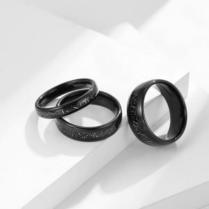 <b>Tungsten</b> Steel Black Ring 4mm 6mm 8mm Inlaid Simple Unisex Jewelry Gift Fashion Rings - Product Image 1